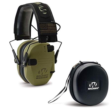 Walkers Razor Slim Electronic Shooting Hearing Protection Muff (Sound Amplification and Suppression) with Protective Case