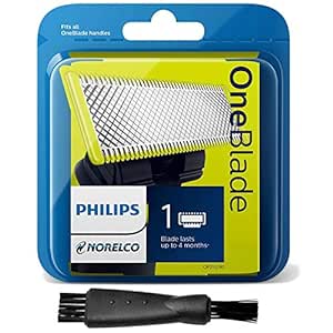 Norelco OneBlade Replacement Blade QP210/80 with Shaver Cleaning Brush - Bundle