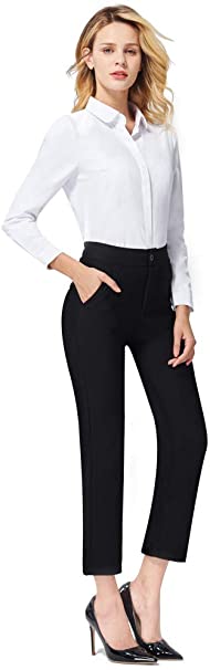 Ginasy Dress Pants for Women Stretch Pull-on Pants Ease into Comfort Office Ponte Pants