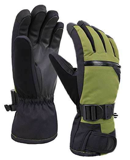 Verabella Men's Thinsulate Lined Touchscreen Snow Ski Gloves w/Zipper Pocket