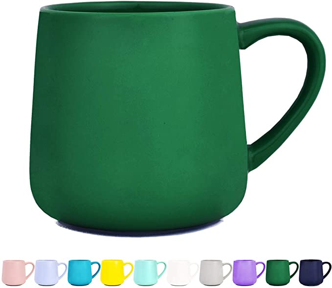 Bosmarlin Glossy Ceramic Coffee Mug, Tea Cup for Office and Home, 18 oz, Dishwasher and Microwave Safe, 1 Pack (Dark Green)