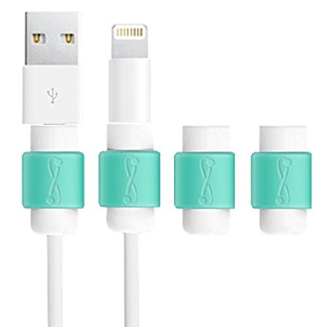 LimitStyle Lightning Saver (Turquoise 4-Pack) - Protective for Apple USB Lightning Cables (for Apple iPhone / iPad mini / iPad Air)