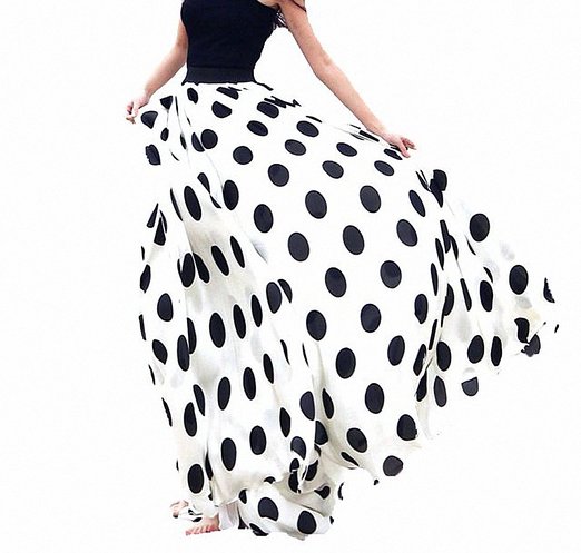 Afibi Women Chiffon Mopping Floor Length Big Hem Solid Beach High-Waist Maxi Skirt