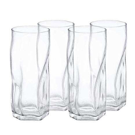 Drinking glasses Clear Water Tumbler, Highball Glassware Set of 4, 18OZ