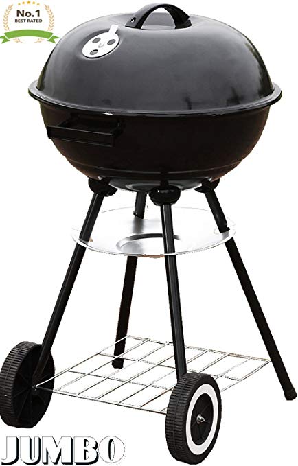 Unique Imports #1 Jumbo Original Kettle 22" Charcoal Grill Outdoor Portable BBQ Grill Backyard Cooking Stainless Steel for Standing & Grilling Steaks, Burgers, Backyard Pitmaster & Tailgating