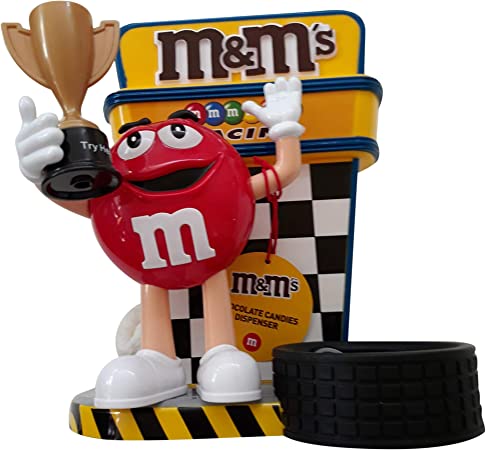 Racer Candy Dispenser by M&M Characters Red dispense candy, gumballs, nuts, snacks and treats for children, kids, adults