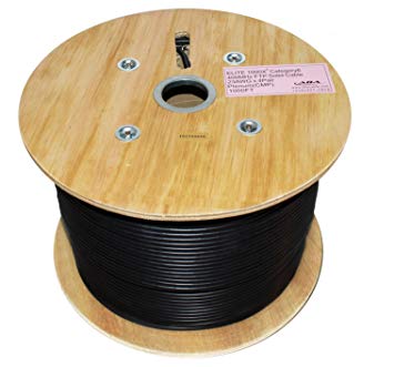 Infinity Cable CAT6 Shielded CMP Plenum, 23AWG FTP, Solid 100% Bare Copper, 1000 Feet, UL Certified, Bulk Cable Reel, Black