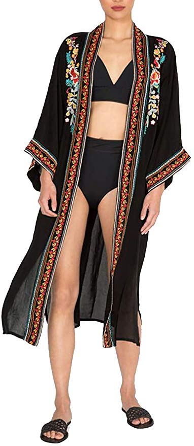 Bsubseach Womens Chiffon/Rayon Beach Blouses Kimono Cardigan Long Bikini Cover Up