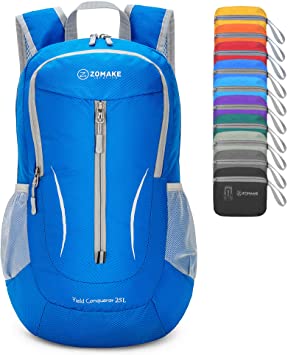 ZOMAKE Lightweight Packable Backpack, 25L Water Resistant Hiking Daypack for Men