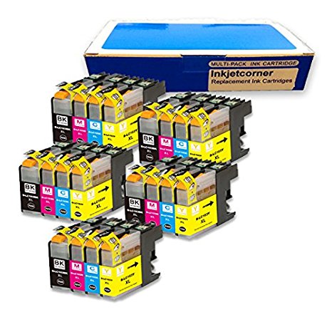 Inkjetcorner 20 Pack Compatible Ink Cartridge for Brother LC101 LC103 BLC103 MFC-J245 MFC-J285DW MFC-J450DW MFC-J470W MFC-J650DW MFC-J870DW MFDW MFC-J475DC-J875DW MFC-J4410DW MFC-J4510DW MFC-J4610DW (Shows Accurate Ink Levels)