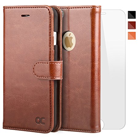 OCASE iPhone 6 Case iPhone 6S Case Flip Leather Wallet Case [Screen Protector Included]-Brown