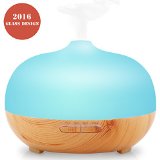 Essential Oil DiffuserFrosted Glass Exterior-2016 New VersionURPOWER 300ML Ultrasonic Cool Mist Humidifier 4 Timer Settings Auto Shut off Aroma Diffuser with 7 Color Lights for HomeBaby RoomYago