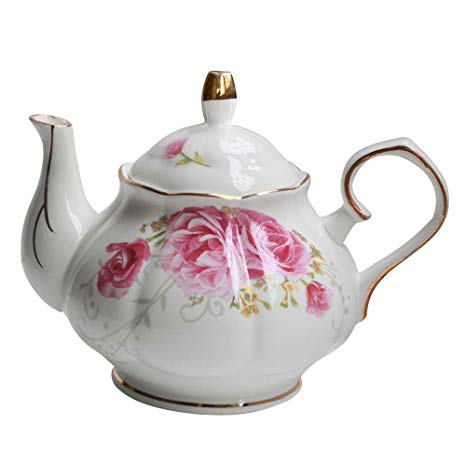 Jomop Pottery Teapot Cool Gift For Tea Lovers Handmade Ceramic Teapot (Pink)