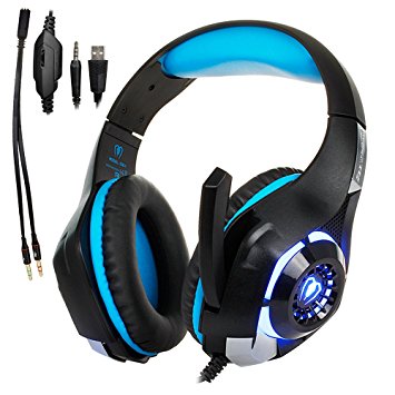 Gaming Headset for PS4|Tezewa Xbox One Gaming Headset|PC Gaming Headset|Stereo PS4 Headphones with Mic|LED Gaming Headphones With Microphone for Xbox One PSP Netendo DS PC Tablet iPhone8 X iPad