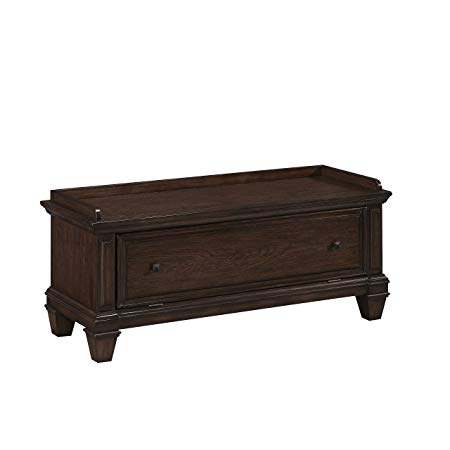 Prairie Home Black Oak Upholstered Bench by Home Styles