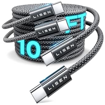 LISEN 2 Pack [10 10FT] USB C Charging Cable, 60W USB C to USB C Cable