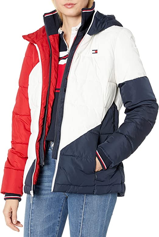 Tommy Hilfiger Womens Cropped Tri-color Jacket