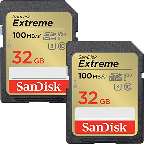 SanDisk Extreme 32GB UHS-I U3 SDHC Memory Card, 2-Pack