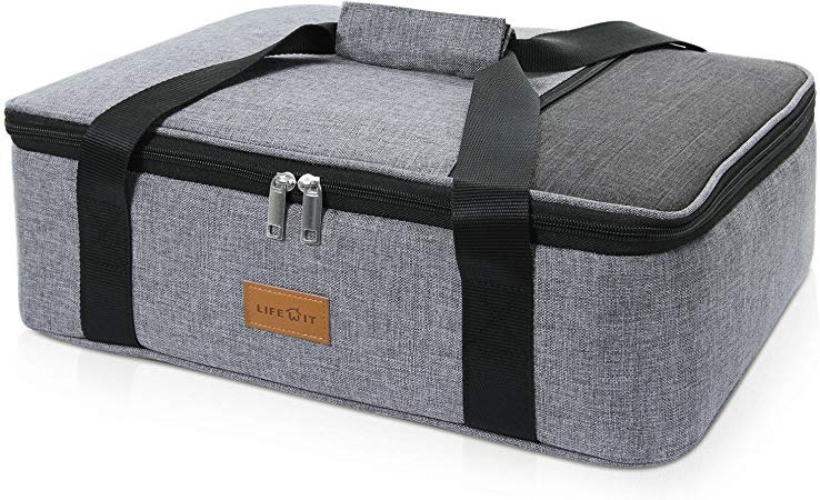 Lifewit Insulated Casserole Dish Carrier Thermal Lasagna Lugger for Potluck Parties/Picnic/Beach, Thermal Bag to Keep Food Hot/Cold, 14.8 x 10.8 x 4.7' Grey