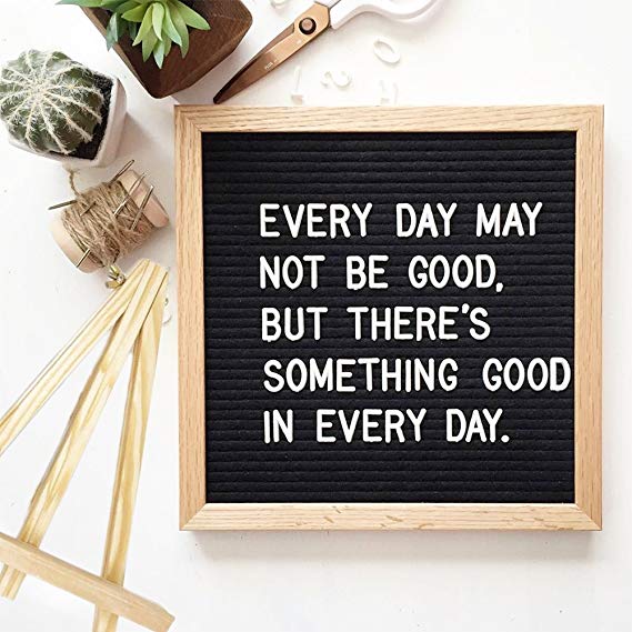 Felt Letter Board 10x10 inches - Changeable Letter Boards Include 510 White Plastic Letters & Oak Frame,Letter Board Stand,Letter Pouch,Scissors (10x10)