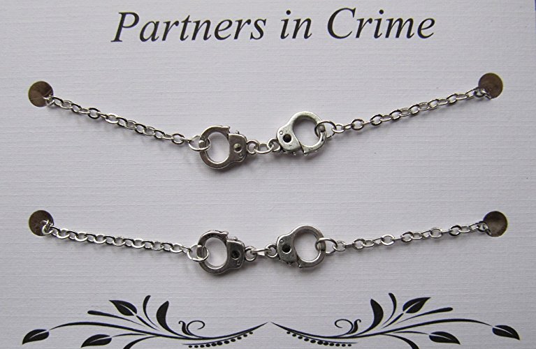 Double Partners in Crime Bracelet with handcuff charms - 2 Friendship Bracelets - Best friend bracelet