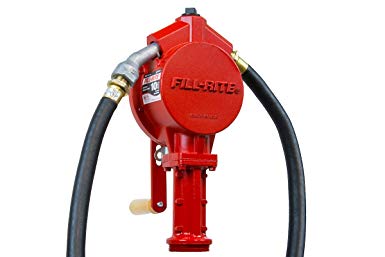 Fill-Rite FR112 Rotary Vane Hand Pump with Discharge Hose, Nozzle Spout, and Suction Pipe