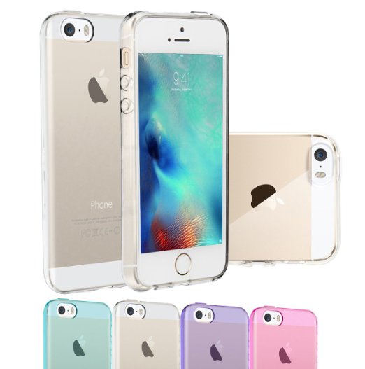 iPhone SE Case OEAGO Scratch Resistant Premium Ultra Slim Thin Clear Flexible Soft TPU Gel Skin Silicone Protective Case Cover Shell for Apple iPhone SE 40 inch - Crystal Clear
