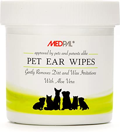 MedPal Professional Pet Ear Cleaner Wipes for Dogs and Cats~Otic Cleanser for Dogs and Cats to Stop Infections and Ear Itching with Aloe, Pet Infection Cleaning Treatment, Advanced Formula!-100 Count