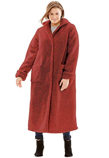 Woman Within Plus Size Hooded Berber Fleece Duster Coat