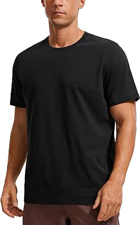 CRZ YOGA Men's Cotton Polyester Short Sleeve T-Shirt Classic Fit Casual Workout Tops Soft Premium Tee