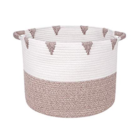 Cotton Rope Laundry Basket by Trio Made | Smarter Organizing | Perfect as Hamper, Kids Toy Storage, Laundry Basket 13" x 15" | Beautiful Basket for Home Decor