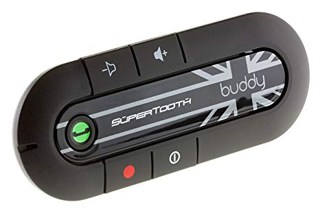 SuperTooth Buddy Handsfree Bluetooth Visor Speakerphone Car Kit for Smartphone Devices - Union Jack, Black