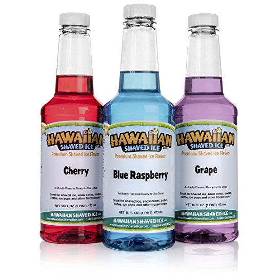 Hawaiian Shaved Ice Snow Cone Syrups, 3 Count