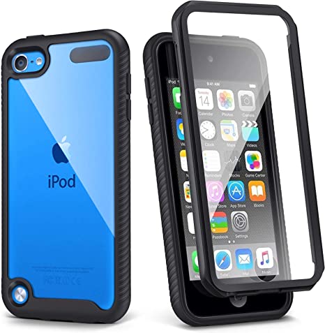 iPod Touch 7th Generation Case, IDweel Armor Shockproof Case Build in Screen Protector Heavy Duty Full Protection Shock Resistant Hybrid Rugged Cover for Apple iPod Touch 5/6/7th Generation, Black