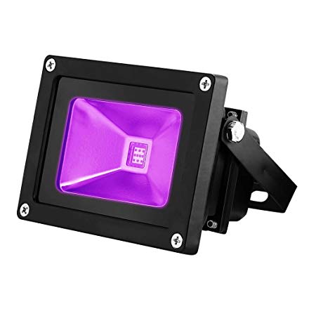 UV LED Black Light, YKDtronics Indoor/Outdoor 10W UV LED Flood Light, Ultra Violet LED Flood Light for Neon Glow, Blacklight Party, Stage Lighting, Fluorescent Effect, Glow in The Dark and Curing