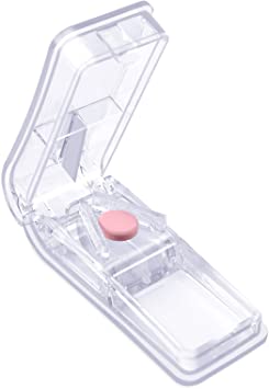 Pill Cutter, Opret Pill Splitter with Blade for Small Pills Large Pills Cut in Half Quarter for Tablet Vitamin Medicine (Transparent)