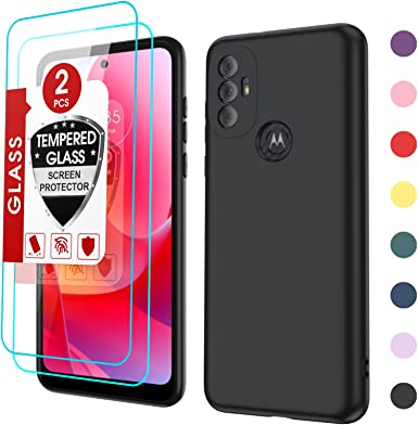 LeYi Compatible Moto G Power Case 2022, G Power 2022 Case with [2 Pack] Tempered Glass Screen Protector & Camera Lens Protector, Soft Liquid Silicone Microfiber Liner Case for G Power 2022, Black