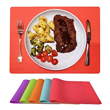 Placemats for Kids, Silicone Placemat Baby, Waterproof Heat Resistant Non-slip Kitchen Table Dining Mat set of 5 Easy to Clean by Kindga