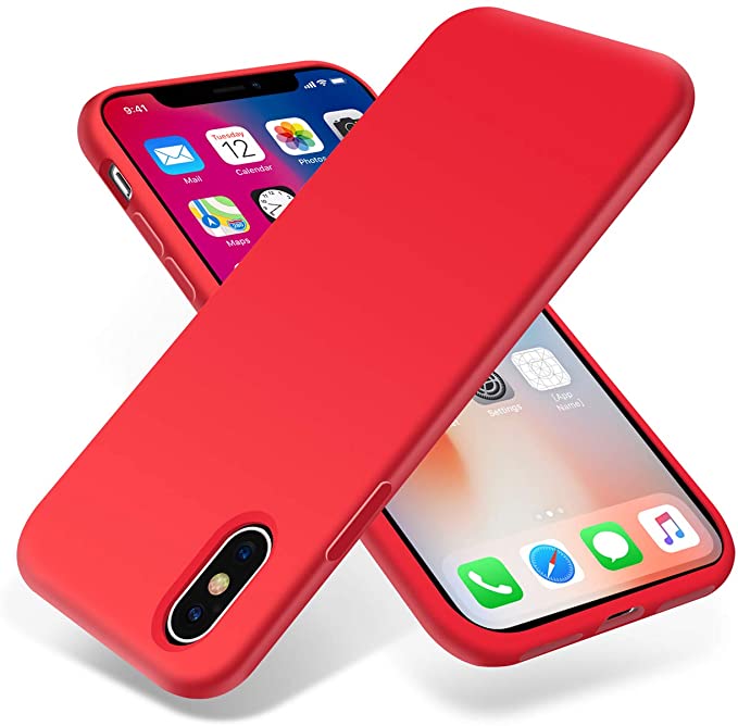 OTOFLY iPhone Xs Max Case,Ultra Slim Fit iPhone Case Liquid Silicone Gel Cover with Full Body Protection Anti-Scratch Shockproof Case Compatible with iPhone Xs Max, [Upgraded Version] (Red)