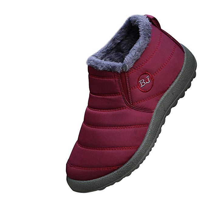Dear Time Women Winter Snow Ankle Boots Fur Lining Waterproof Outdoor Slip On Booties Sneakers