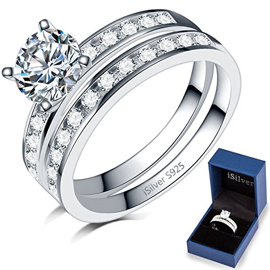 925 Sterling Silver Wedding Ring Set Engagement Anniversary Valentine