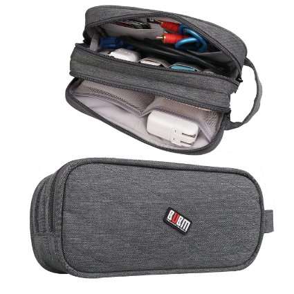 BUBM Universal Charger Carry Case  Electronics Accessories Travel Organizer Bag Medium Grey