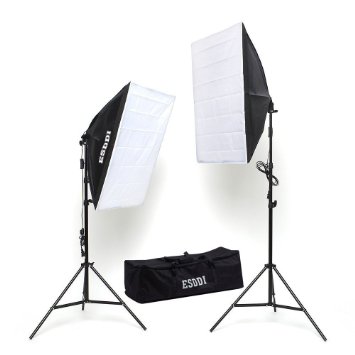 Esddi Photography Softbox Continuous Lighting System Photo Studio Equipment Light Kit Soft box 20"X28" Photo Model Portraits Shooting Box 2pcs 85W Video Lighting Bulbs.