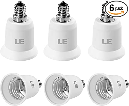 LE E17 to E26 Light Socket Adapter, Bulb Base Converter, Pack of 6