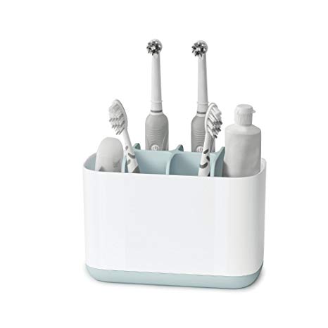 Kurtzy Toiletries Holder Stand Plastic Caddy Organizer for Tooth Paste Brush Tongue Cleaner Bathroom Storage