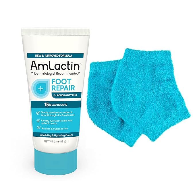 AmLactin Foot Repair Foot Cream Therapy, 3 oz   One Pair Moisturizing Heel Socks