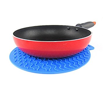 Horn Tide Heat Resistant Mat Silicone Pot Holder Strength 230 °C 446 °F Protection Pads 23 cm 9inch With 2 Multipurpose for Kitchen and Dining (Type Blue)