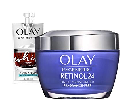Retinol Moisturizer By Olay, Retinol 24 Night Face Cream, 1.7oz   1 Week Of Whip Face Moisturizer Travel/Trial Size
