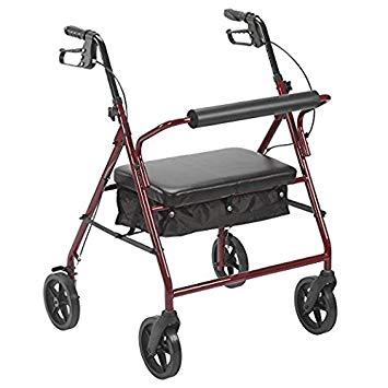 Drive Medical 10216RD-1 Bariatric Rollator with Wheels, Red, 8 Inch