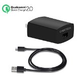 Qualcomm Certified Reversible USB Port CHOE Quick Charge 20 18W USB Turbo Wall Charger Fast Charger for Fast Charge Wireless ChargerGalaxy S6  S6 Edge  Edge Note 5 Note 4  Edge Nexus 6 HTC M9 Xperia Z3  Z2 Moto X and more Micro USB Cable Included -Black